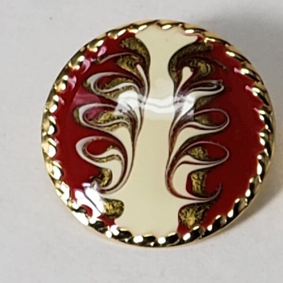 Women's Stunning Gold tone Multi-color Round Stud Earrings - Eye-Catching, RED - Picture 3 of 7